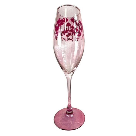 Rio Las Vegas Pink Palm Tree Champagne Glass EUC Fun Casino Collectible - Picture 1 of 8
